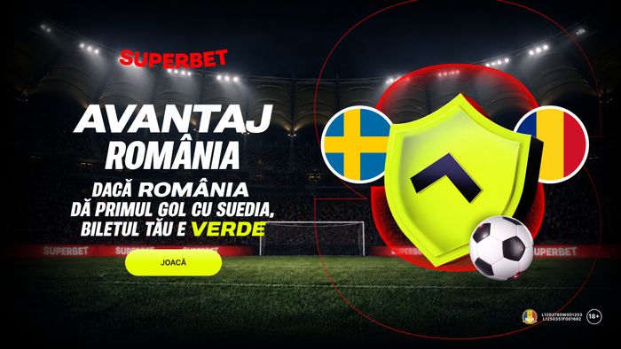 ADVERTORIAL. Ofertă marca Superbet la Suedia - România: "tricolorii" deschid scorul, pariul pe victorie devine câștigător!