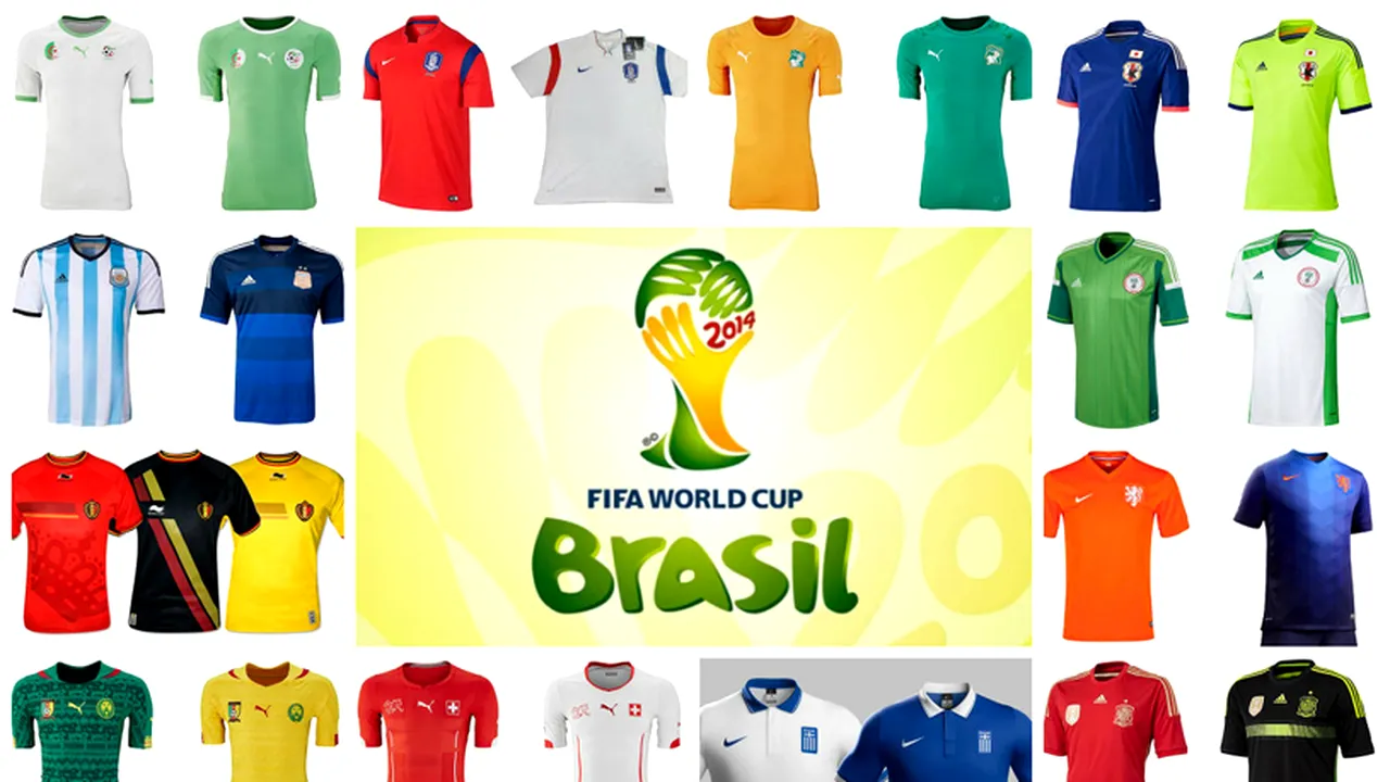 GALERIE FOTO - Echipamentele celor 32 de țări care vor participa la Campionatul  Mondial de Fotbal din Brazilia 2014
