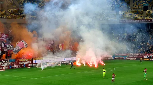 Suporterii lui Rapid riscă o nouă suspendare! Spectacol pirotehnic soldat cu victime la derby-ul cu Dinamo | FOTO