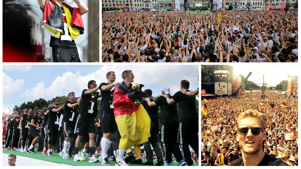 GALERIE FOTO | Campioana mondială a sărbătorit pe străzile din Berlin. Eroii din Brazilia au petrecut în Piața Brandenburg, în fața a sute de mii de suporteri