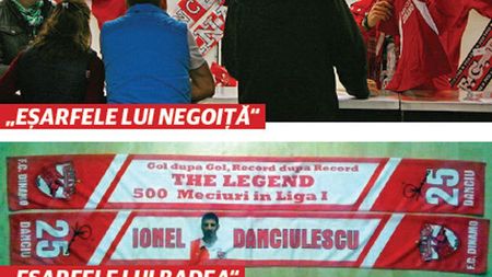 Fiecare cu eșarfa lui!** Negoiță și Badea au făcut fiecare câte un model de eșarfă "Dănciulescu 500"