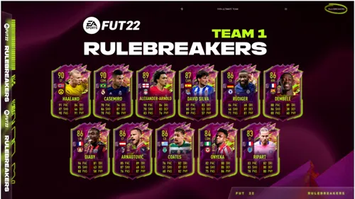 Seria Rulebreakers și-a făcut apariția în FIFA 22! Ce jucători are în componența prima echipă oferită de EA Sports