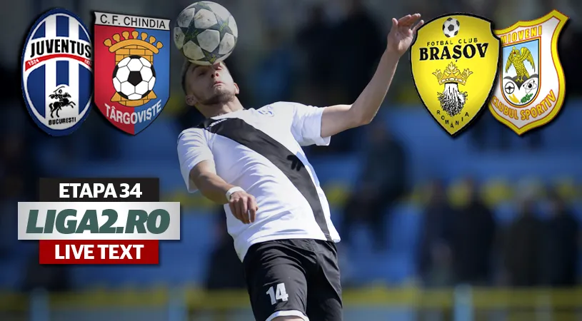 Juventus întoarce scorul în fața Chindiei și o scoate din lupta pentru promovare.** FC Brașov și CS Mioveni au remizat după ce argeșenilor li s-a anulat un gol valabil
