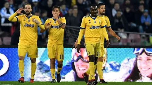 Napoli – Juventus 0-1. Derby-ul de pe San Paolo, decis de Higuain. Patru echipe, despărțite de patru puncte în fruntea clasamentului din Serie A