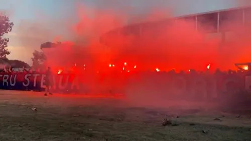 Suporterii Stelei au sărbătorit lângă noul stadion din Ghencea! Spectacol pirotehnic impresionant la 73 de ani de la înființarea clubului | VIDEO