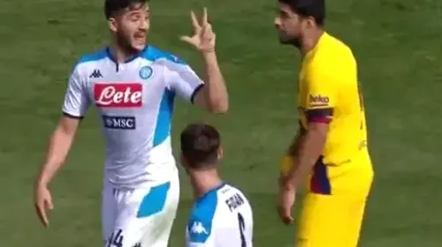 Manolas i-a râs în față lui Suarez. FOTO | Semnul făcut de jucătorul lui Napoli și replica fotbalistului Barcelonei