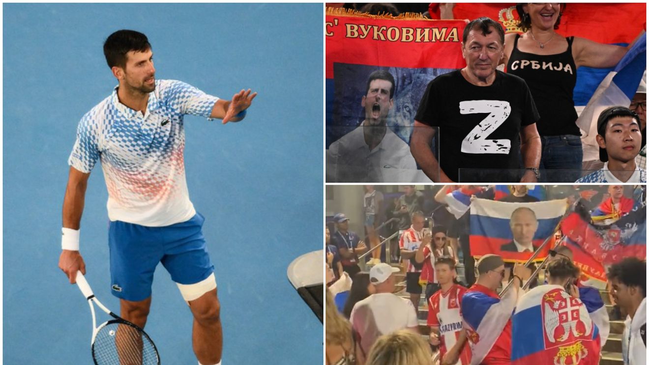 Imaginile care au declanșat haosul la Australian Open: scandări și inscripții pro-Vladimir Putin la meciul lui Novak Djokovic! Se cer măsuri dure: „Să fie interzis pe viață" | VIDEO