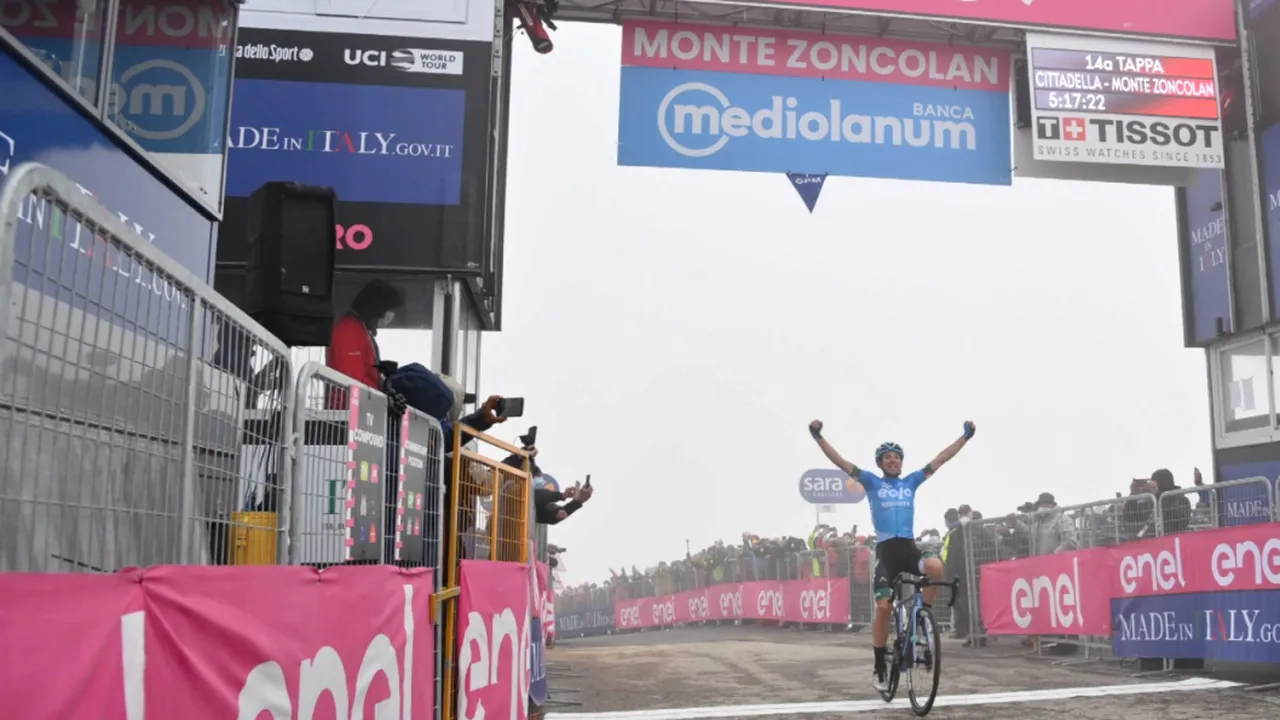 Surpriză uriașă pe Muntele Zoncolan în Turul Italiei: Lorenzo Fortunato a obținut victoria careirei, deși este un debutant într-un Mare Tur. Cum a trăit Alberto Contador pe finalul cursei!