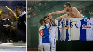 VIDEO Petrecere în jacuzzi! Jucătorii și fanii s-au bucurat împreună chiar pe gazon