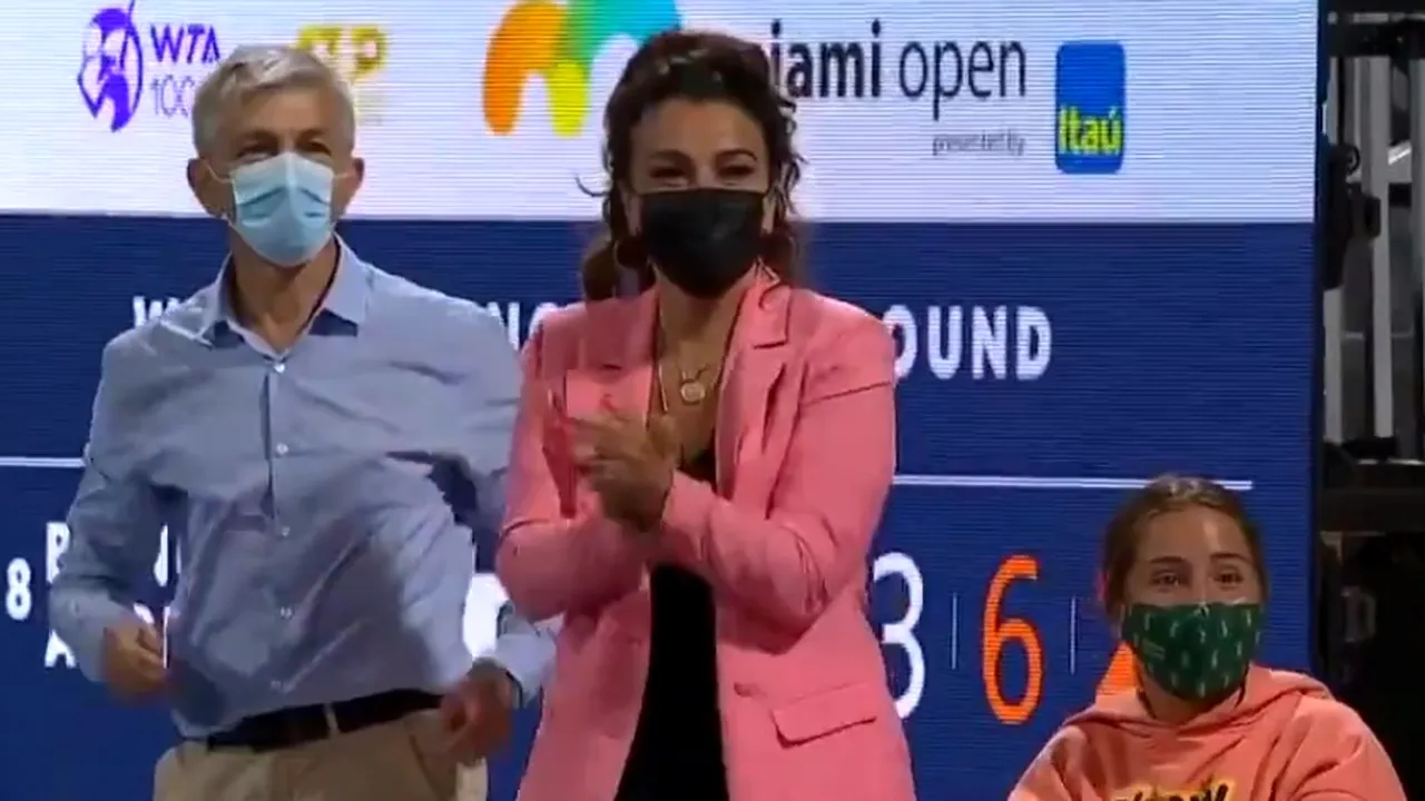 Faza zilei la Miami Open! Cum au reacționat Maria și Nicu Andreescu, după ce Bianca a reușit o lovitură din altă lume în fața Garbinei Muguruza | VIDEO