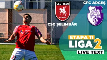 CSC Şelimbăr – Campionii FC Argeş se joacă de la ora 16:00, în debutul etapei 11 a Ligii 2. Situația celor două echipe în clasament s-a modificat diferit în urma excluderii Viitorului Pandurii