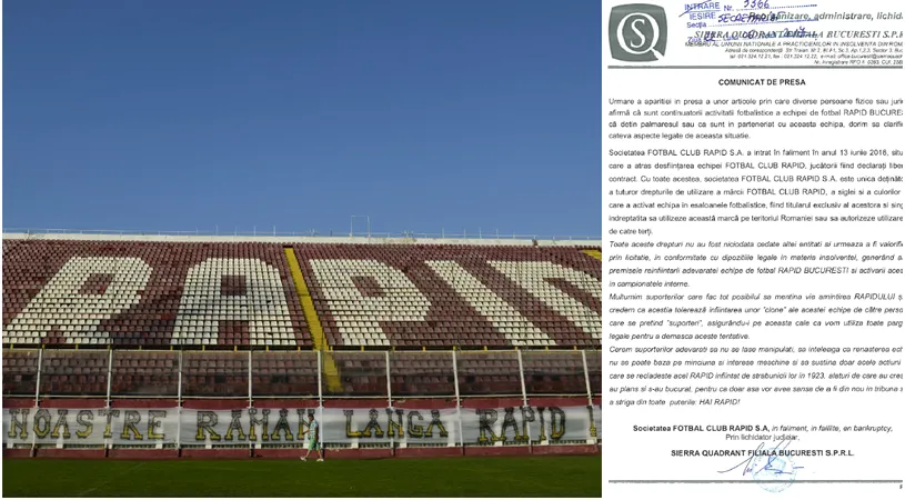 ACTE | FC Rapid intră în război cu AFC Rapid. Lichidatorul judiciar Mihai Florea: 
