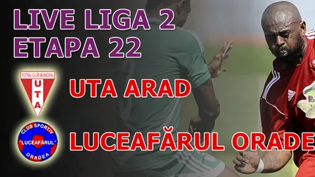 UTA Arad - Luceafărul Oradea 2-0** Două goluri pentru locul 2