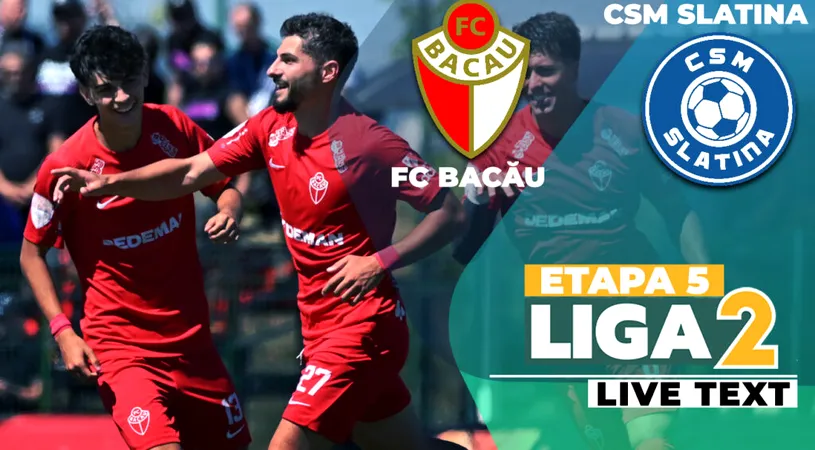 CSM Slatina scapă fără gol la Ruși-Ciutea, dar nici nu câștigă contra FC Bacău. Oltenii nu mai au nici ei punctaj maxim și pierd primul loc în Liga 2