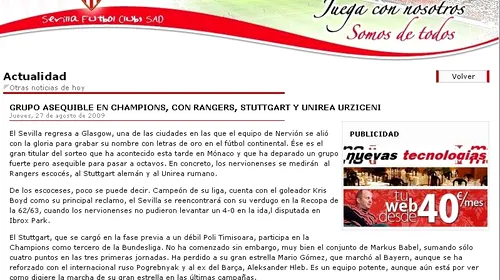 „Sevilla** va reveni pe stadionul Steaua, unde a câștigat mereu!”