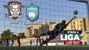 Turris Oltul rămâne ”nașul” Rapidului! Giuleștenii pierd primele puncte în acest sezon după ce au fost egalați în prelungiri, deși jucau în superioritate