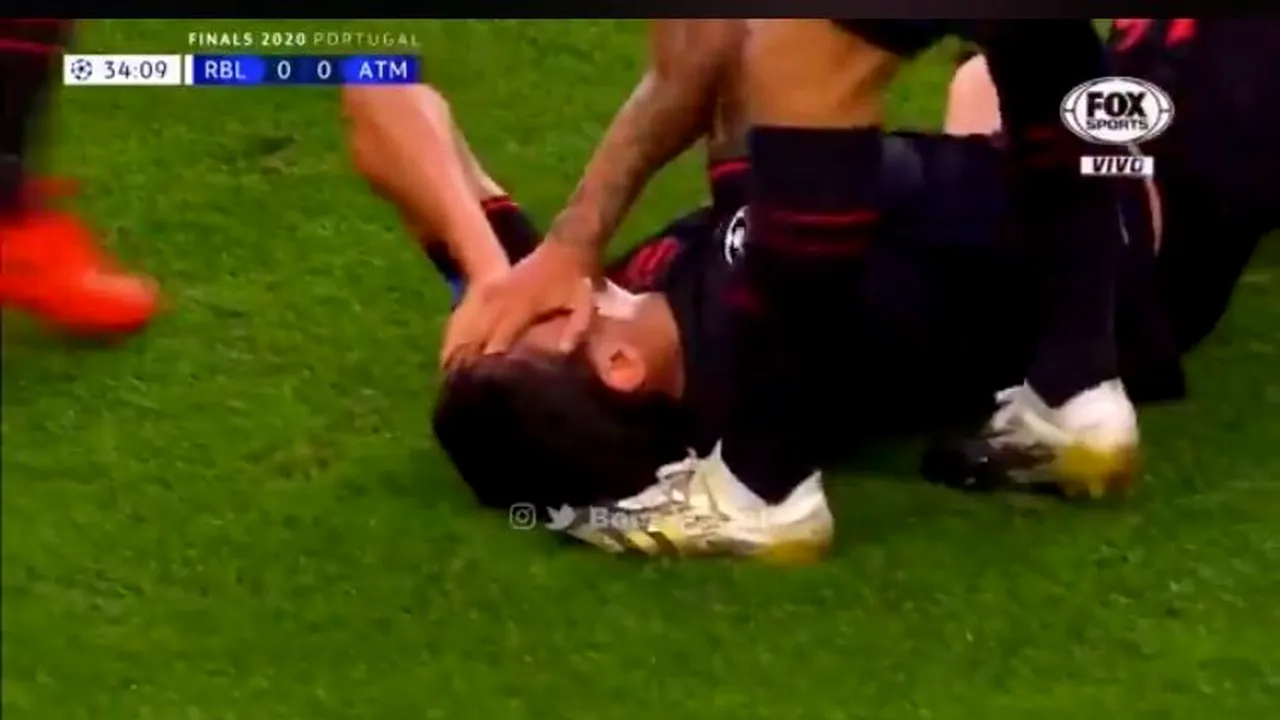 Accidentare horror în RB Leipzig - Atletico Madrid! Stefan Savic s-a umplut de sânge | VIDEO