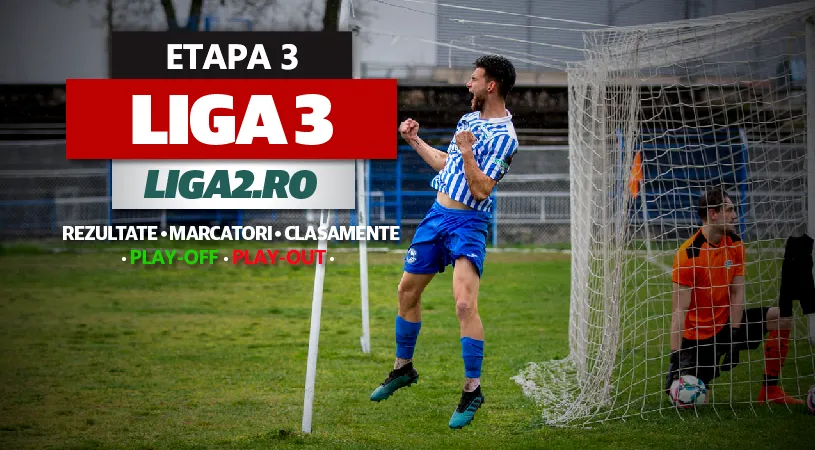 Liga 3, rezultate etapa 3 play-off și play-out | Progresul Spartac pierde primul meci din acest sezon, CS Hunedoara nu câștigă la Ungheni. CS Afumați e învinsă de Farul 2. FCSB 2 a umilit Dinamo 2