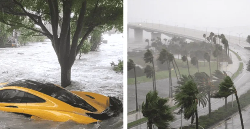 O mașină de 1 milion de dolari a fost înghițită de ape, în timpul uraganului din Florida