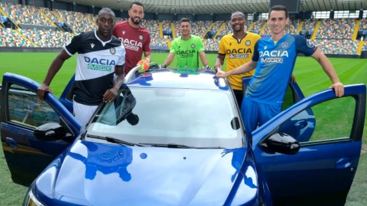 Jucătorii de la Udinese conduc în continuare Dacia. Nou contract de sponsorizare semnat de clubul italian și marca românească deținută de grupul Renault