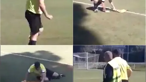 Imagini incredibile la un meci de juniori. Un arbitru a venit beat la stadion și nu s-a putut ține pe picioare | VIDEO