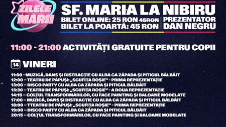 (P) NIBIRU dă startul unui weekend-maraton de Sf. Maria: trei zile de entertainment, de dimineața până noaptea