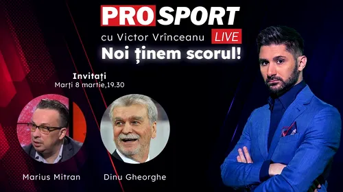 ProSport Live, o nouă ediție premium pe prosport.ro! Dezbatem cele mai importante subiecte din sport românesc: lupta la titlu, „războiul” din play-out și convocările controversate de la naționala României