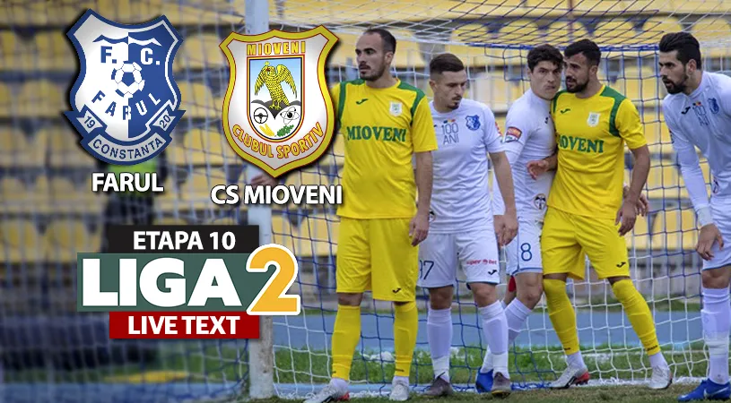 Farul și CS Mioveni au remizat la malul mării. Constănțenii rămân pe poziție de play-off, însă ratează șansa de a urca pe podiumul Ligii 2