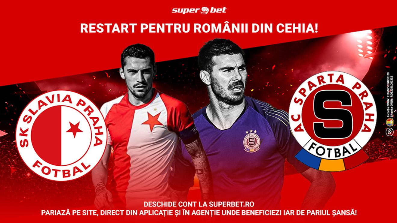 Începe un nou sezon în Cehia. Pariază pe rivalitatea românească din clasicul Slavia - Sparta, la Superbet!