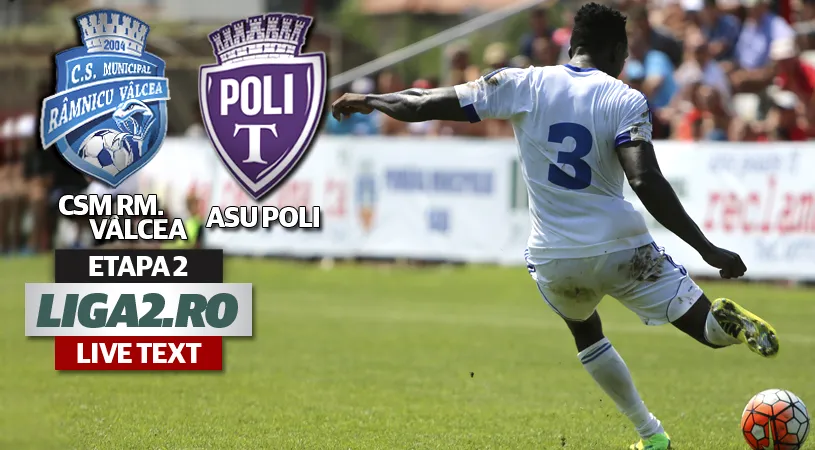 CSM Râmnicu Vâlcea - ASU Poli 0-0.** Timișorenii obțin primul lor punct în Liga 2. Oltenilor nu li s-a dat un penalty