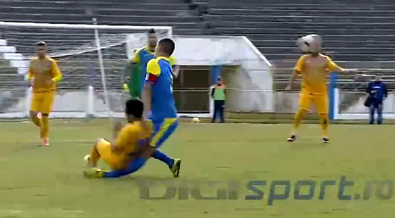 FOTO | Accidentare teribilă pentru căpitanul Olimpiei** în startul meciului cu CS Afumați. Iuhas a fost transportat de urgență la spital