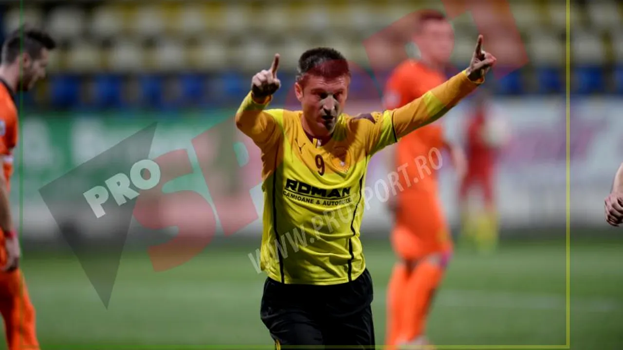 Andrei Cristea după golul de trei puncte din FC Brașov - Ceahlăul: 
