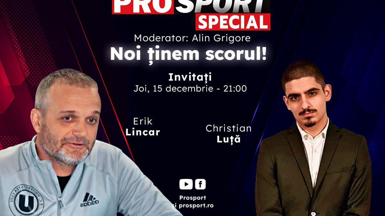 Comentăm împreună la ProSport Special FCSB – CFR Cluj, restanță din etapa a 9-a din Superliga, alături de Erik Lincar și Christian Luță!