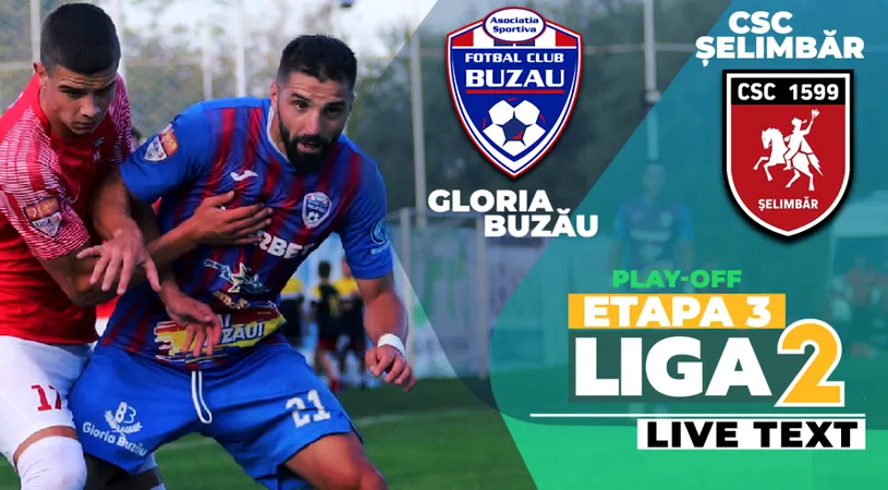 Dezolant! Gloria Buzău și CSC Șelimbăr au oferit fotbal cu pipeta și au fost răsplătite cu câte un punct! Echipa lui Prepeliță revine pe loc direct promovabil