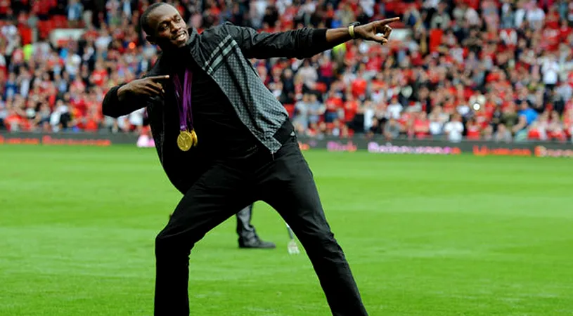 Usain Bolt, invitat de onoare la meciul Manchester United - Fulham, a fost aclamat de public