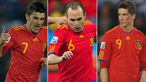 Furia Roja, gata de spectacol! "Un trident pentru prima finală"  Villa, Iniesta și Torres, din primul minut