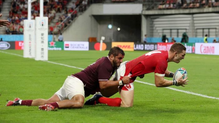 Georgia, principala adversară a României în ultimii ani în Rugby Europe Championship, a fost „taxată" cu șase eseuri de Țara Galilor, în meciul de debut la Cupa Mondială