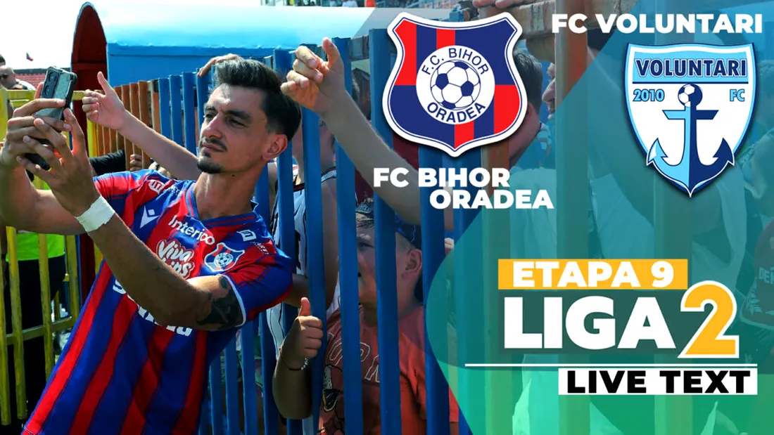 FC Bihor Oradea - FC Voluntari, meciul care deschide etapa a 9-a din Liga 2