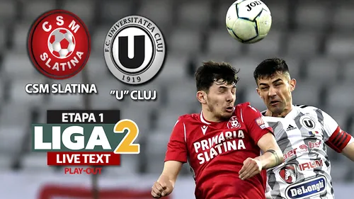 ”U” Cluj obține la Slatina cea mai clară victorie în acest sezon de Liga 2, însă își asigură doar salvarea de la retrogradare. Oltenii sunt ca și picați în Liga 3
