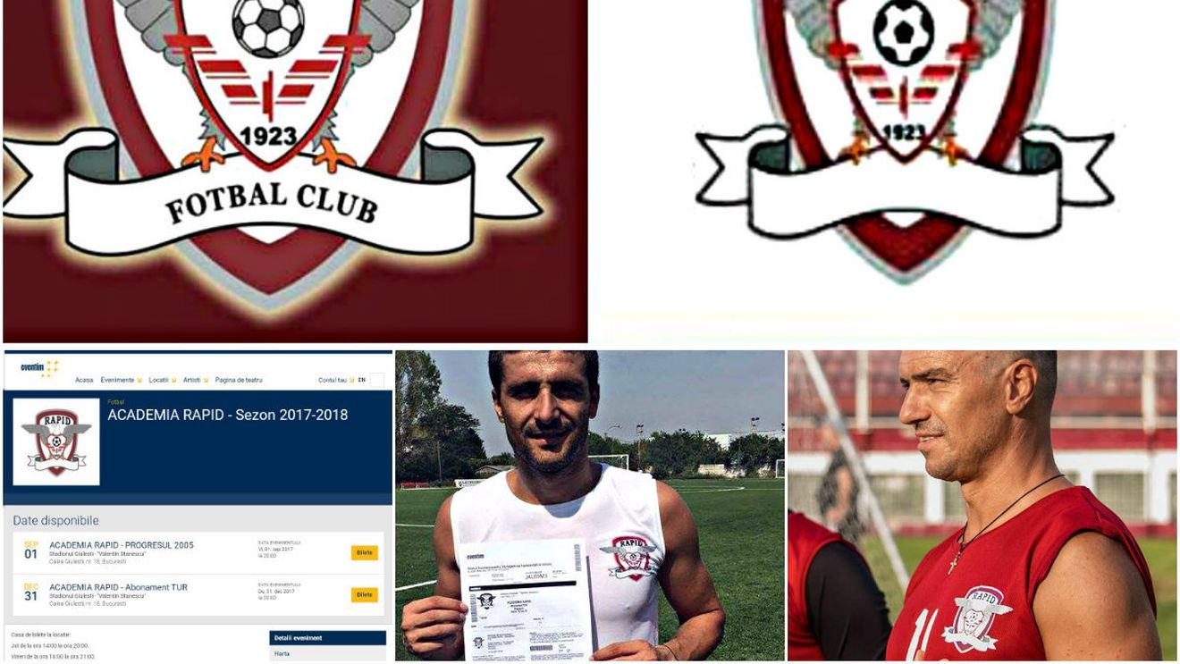 Fake! Incredibil: "Rapidul Primăriei" se proclamă a fi adevăratul Rapid, dar folosește o siglă care doar seamănă cu originalul. Acvila de pe emblemă ține în gheare o panglică goală, care a pierdut pe drum inscripția "Fotbal Club". Explicația lui Burcă