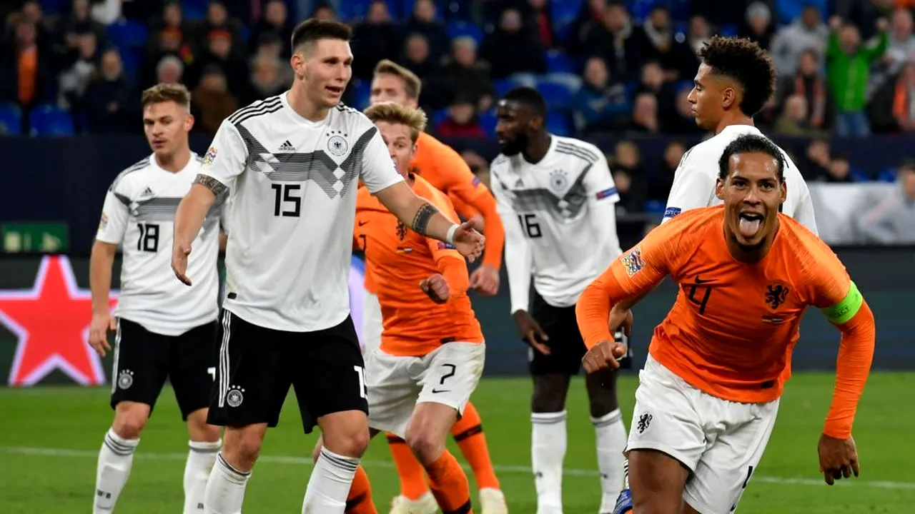 Olanda a retrogradat-o pe Germania, după ce a marcat două goluri în ultimele minute ale partidei din Liga Națiunilor și s-a calificat în play-off