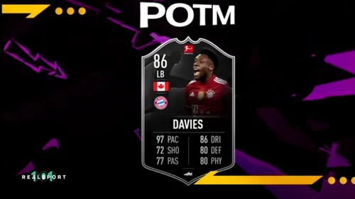 POTM Alphonso Davies deține unul dintre cele mai rapide carduri în FIFA 22! Ce atribute are fundașul stânga