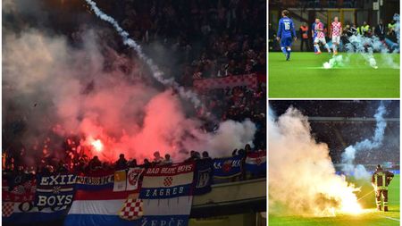 FOTO și VIDEO | Suporterii croați au obligat arbitrul să întrerupă meciul de pe San Siro. Italia - Croația 1-1
