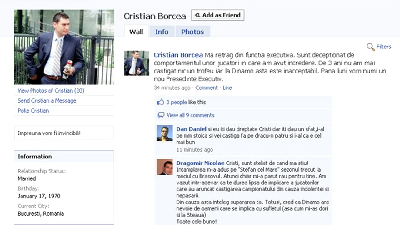 Borcea și-a anunțat retragerea de la Dinamo pe Facebook!
