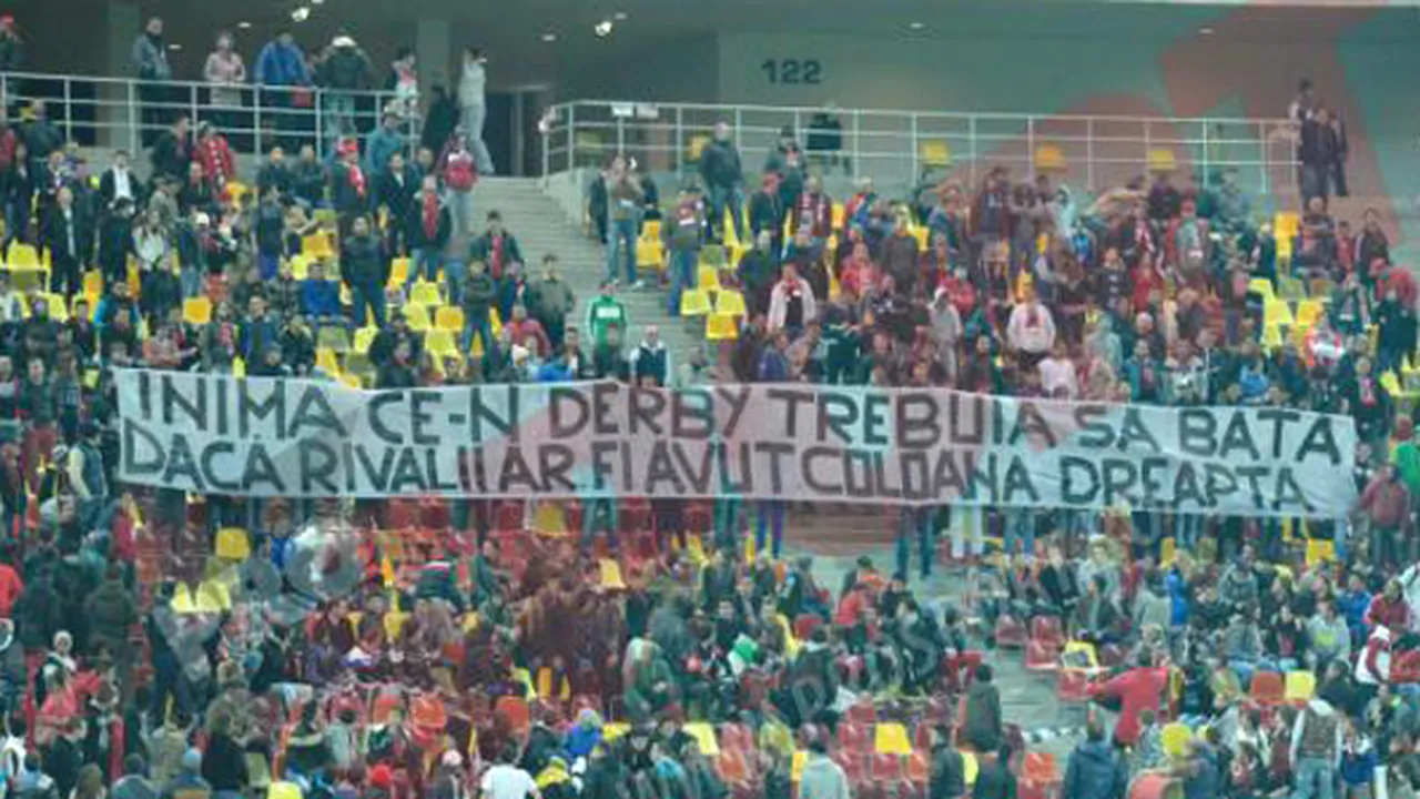 FOTO! Coregrafia INTERZISĂ‚ la Steaua - Dinamo, care ar fi trebuit să reducă la tăcere Național Arena!** Mesajele ACIDE ale 
