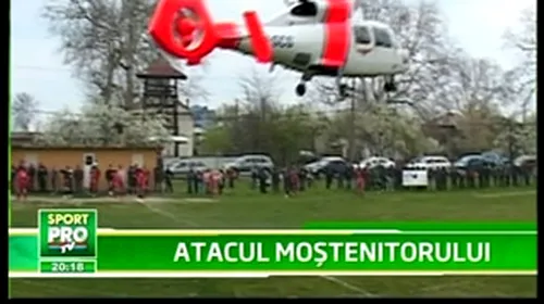 VIDEO / **Meci de fotbal din România, întrerupt de aterizarea unui elicopter