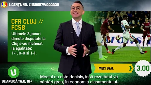 (P) 0-0 sau 1-1 in derby-ul CFR Cluj - FCSB si alte ponturi la pariuri sportive