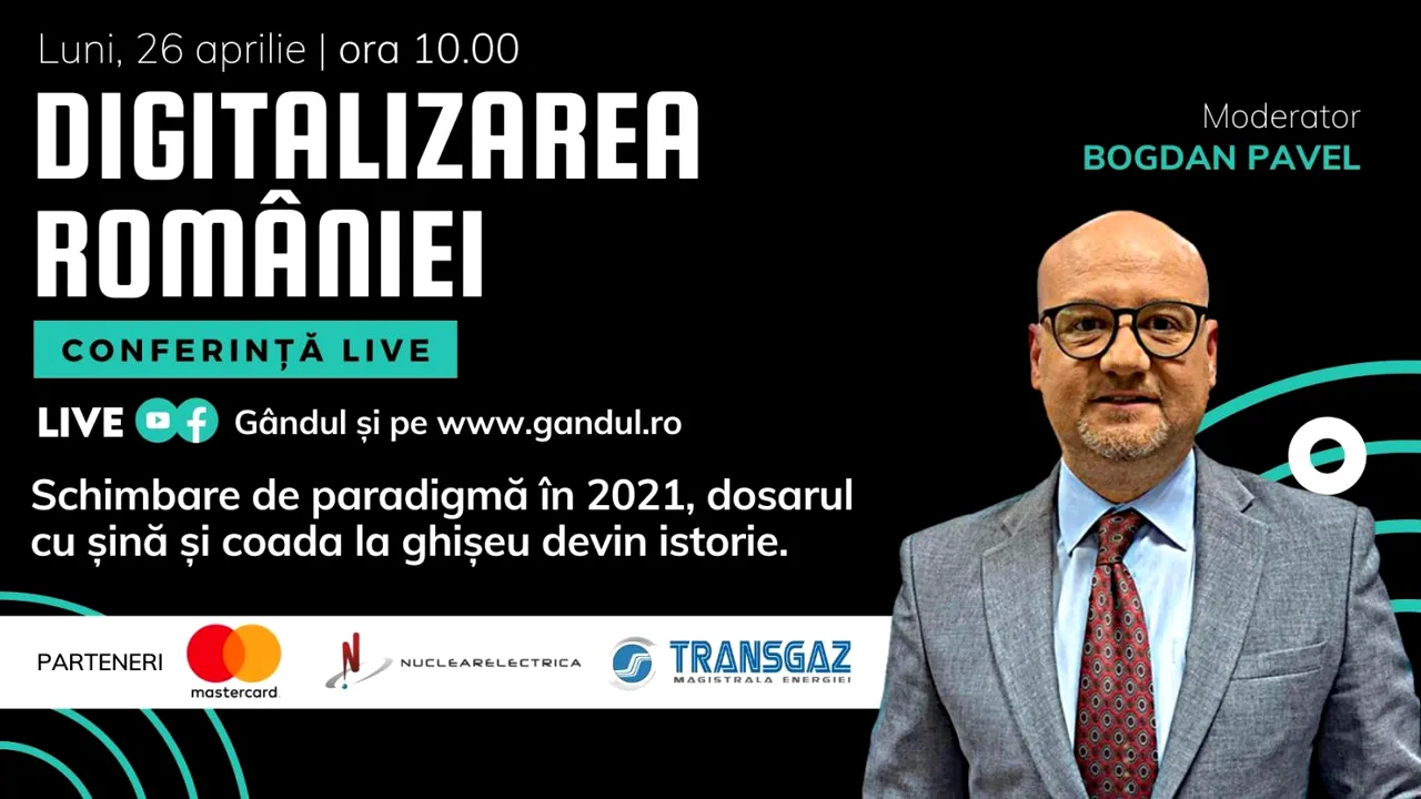 Conferință Live ”DIGITALIZAREA ROMÂNIEI” – Luni 26 aprilie de la ora 10.00, cu participarea Ministrului Cercetării, Inovării și Digitalizării