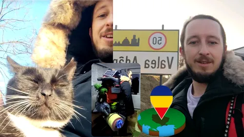 Povestea românului care a luat-o la pas prin România, alături de pisica sa! Mai are 150 km până în București: „Tinerii nu prea mai au exemple”. EXCLUSIV