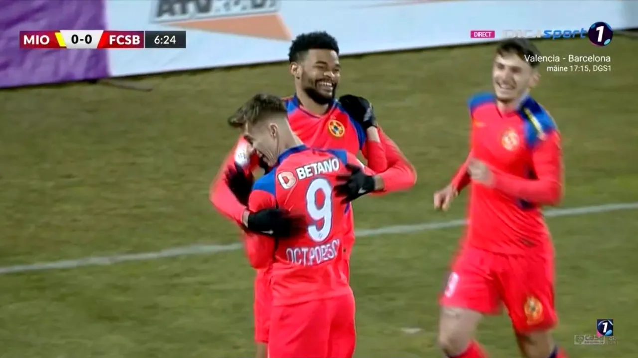 Malcom Edjouma a spart gheața în meciul cu CS Mioveni! Fotbalistul transferat de la FC Botoșani a marcat primul său gol pentru FCSB | VIDEO